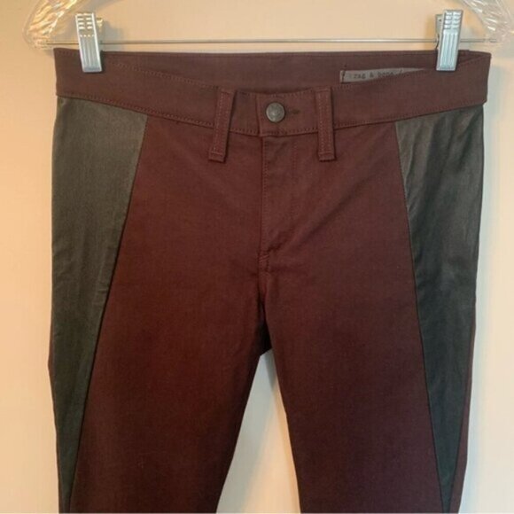 Rag & Bone Wine Black Pop Legging Lamb Leather Panel Skinny Jeans 28 - Picture 12 of 12